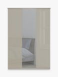 John Lewis Elstra 150cm Wardrobe with Glass and Mirrored Hinged Doors, Grey Glass/Pebble Grey
