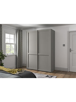 John Lewis & Partners Marlow 150cm Sliding Door Wardrobe, Pebble Grey