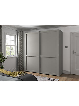 John Lewis & Partners Marlow 200cm Sliding Door Wardrobe, Pebble Grey