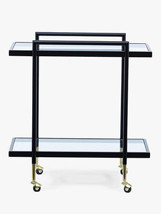 John Lewis + Swoon Cole Glass Bar Cart, Black