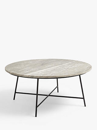 John Lewis Shadow Marble Coffee Table, Beige/Black