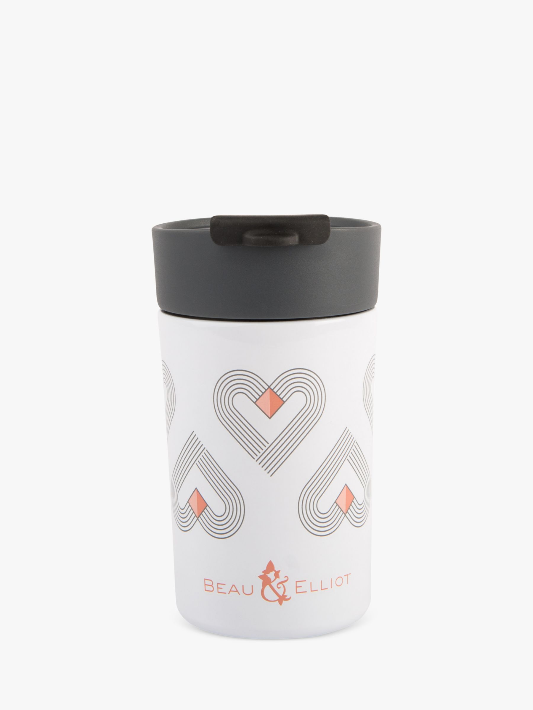 Beau & Elliot Vibe Hearts Insulated Travel Mug, 300ml, White/Multi