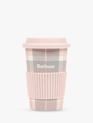 Barbour Tartan Travel Mug, Pink/Grey