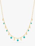 Lola Rose Curio Celestial Crescent Semi-Precious Stone Charm Necklace, Turquoise