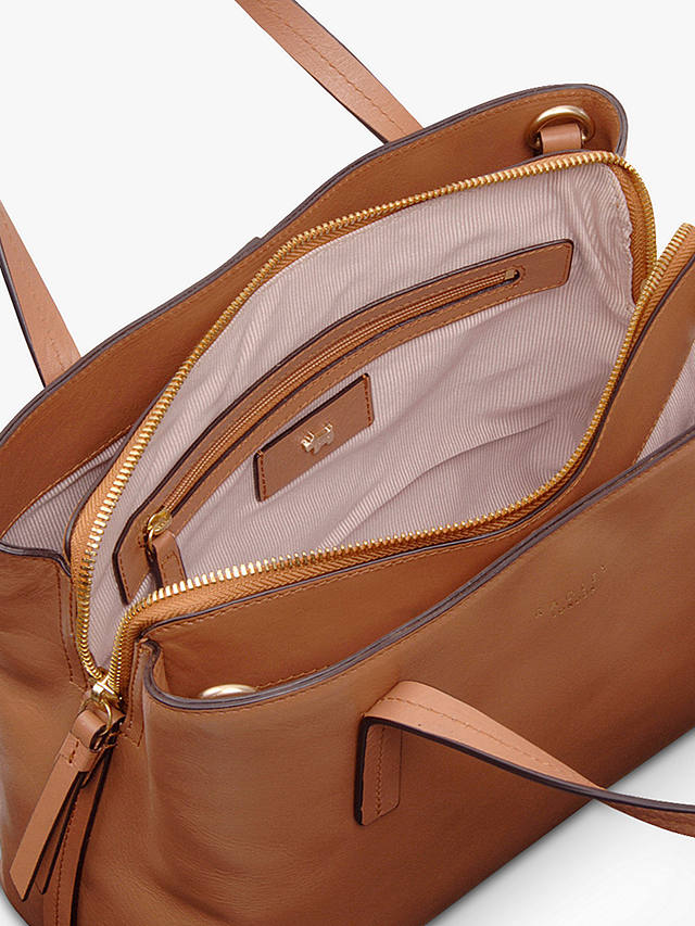 Radley Dukes Place Leather Medium Zip-Top Grab Bag, Dark Butter