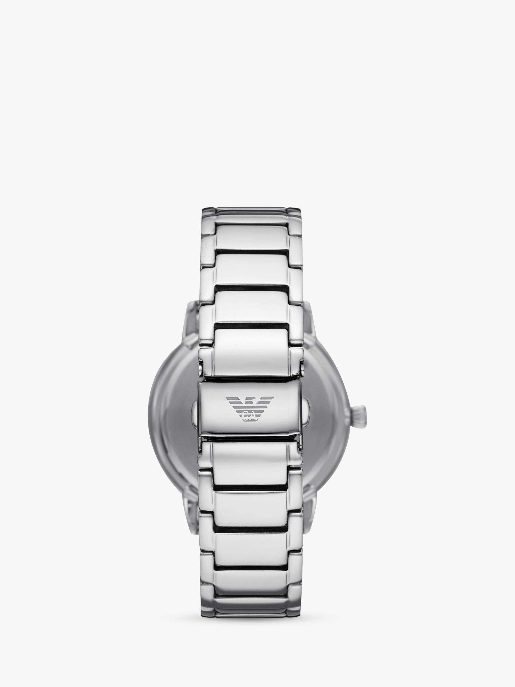 Emporio Armani Men's Date Bracelet Strap Watch, Silver/Black AR11310