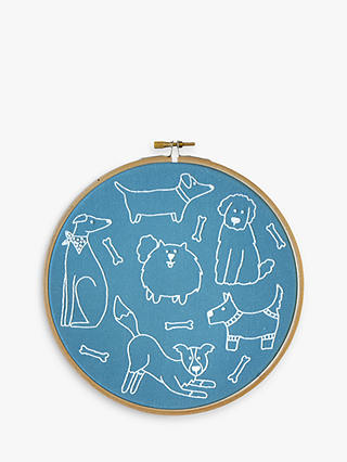 Hawthorn Handmade Dogs Embroidery Hoop, 7", Light Blue