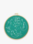 Hawthorn Handmade Awesome Otters Embroidery Hoop, 7", Green Teal
