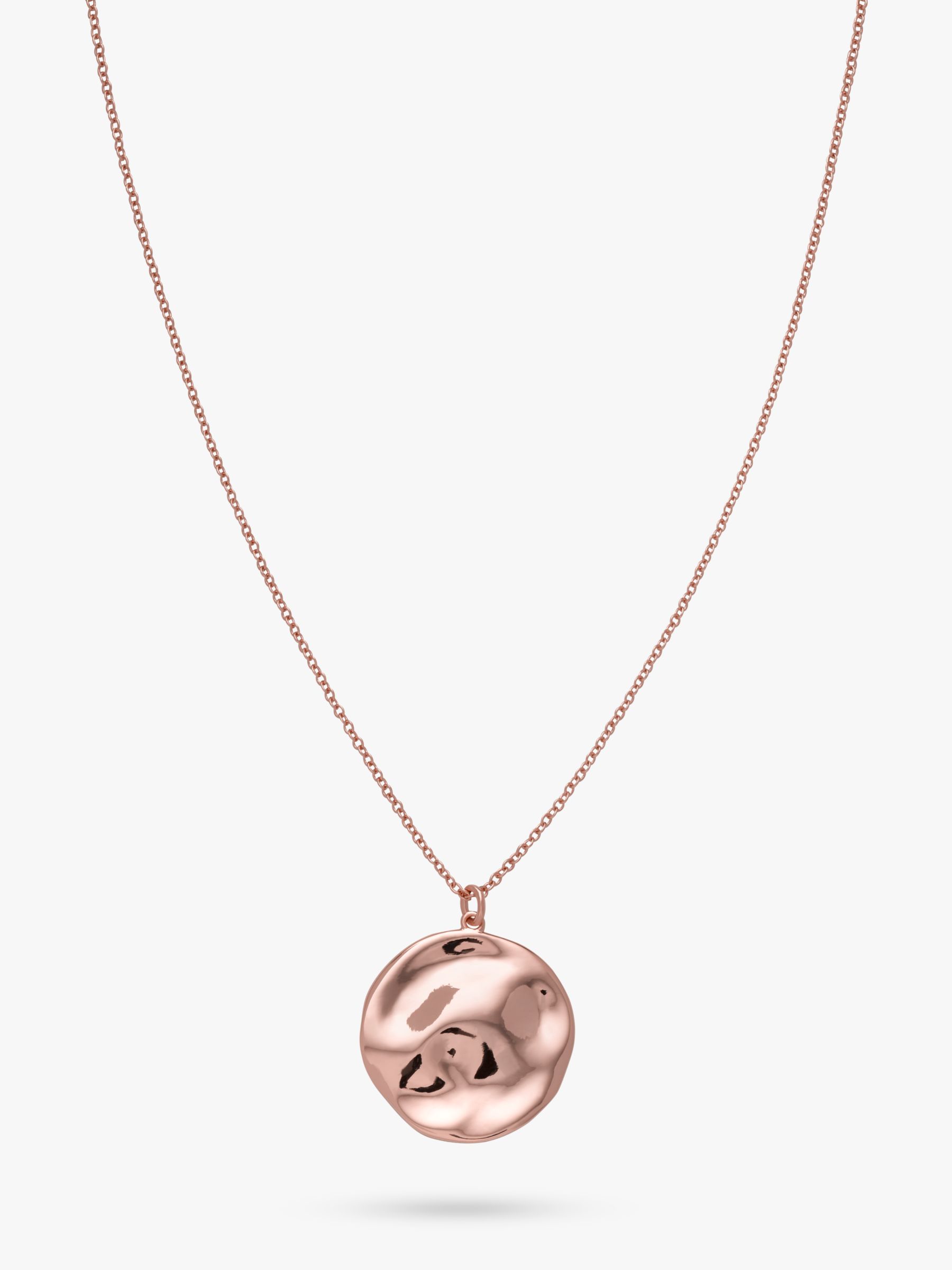 ROSEFIELD Iggy Textured Coin Pendant Necklace, Rose Gold