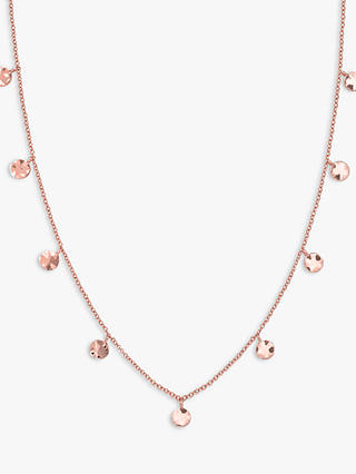 ROSEFIELD Textured Coin Chain Necklace, Rose Gold