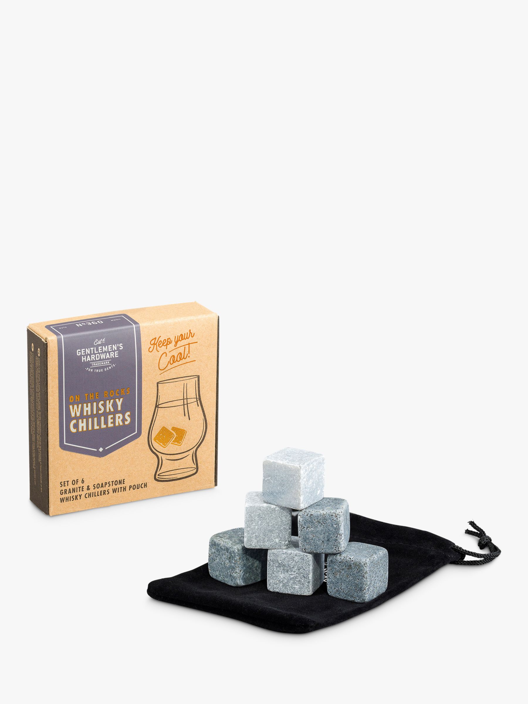 Gentlemen's Hardware Whisky Chiller Stones & Pouch, Set of 6
