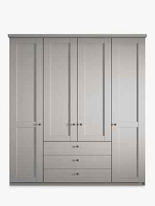 John Lewis & Partners Marlow 200cm Hinged Door Wardrobe with 3 Drawers, Pebble Grey