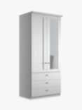 John Lewis Marlow 100cm Hinged Wardrobe with Right Mirror & 3 Drawers, Off White