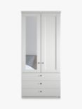 John Lewis Marlow 100cm Hinged Wardrobe with Left Mirror & 3 Drawers, Off White