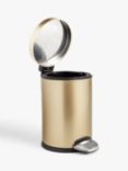 John Lewis Soft Close Bathroom Pedal Bin, 3L, Brushed Gold