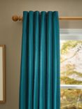 John Lewis Premium Faux Silk Slub Pair Blackout/Thermal Lined Eyelet Curtains, Teal