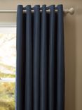 John Lewis Premium Faux Silk Slub Pair Blackout/Thermal Lined Eyelet Curtains, Navy