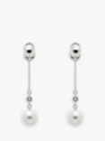 Emma Holland Swarovski Crystal Drop Pearl Chain Clip-On Earrings, Silver