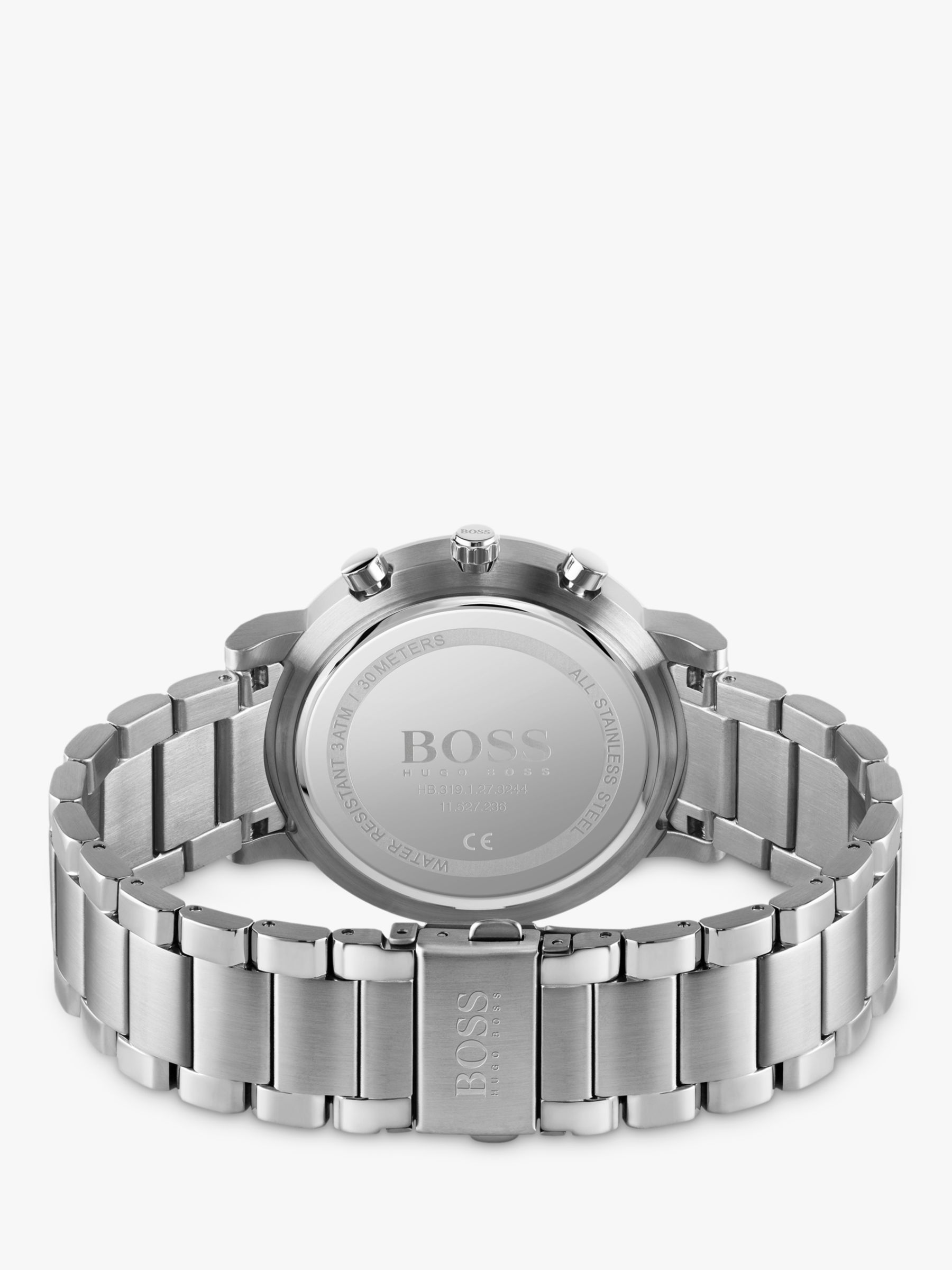 HUGO BOSS 1513779 Men's Integrity Chronograph Date Bracelet Strap Watch, Silver/Blue at John 