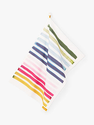 Joules Floral & Striped Cotton Tea Towels, Set of 3, Pink/Multi