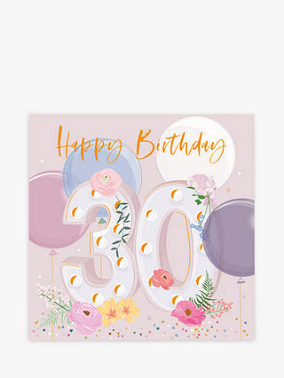 Belly Button Designs Floral Balloons 30th Birthday Card