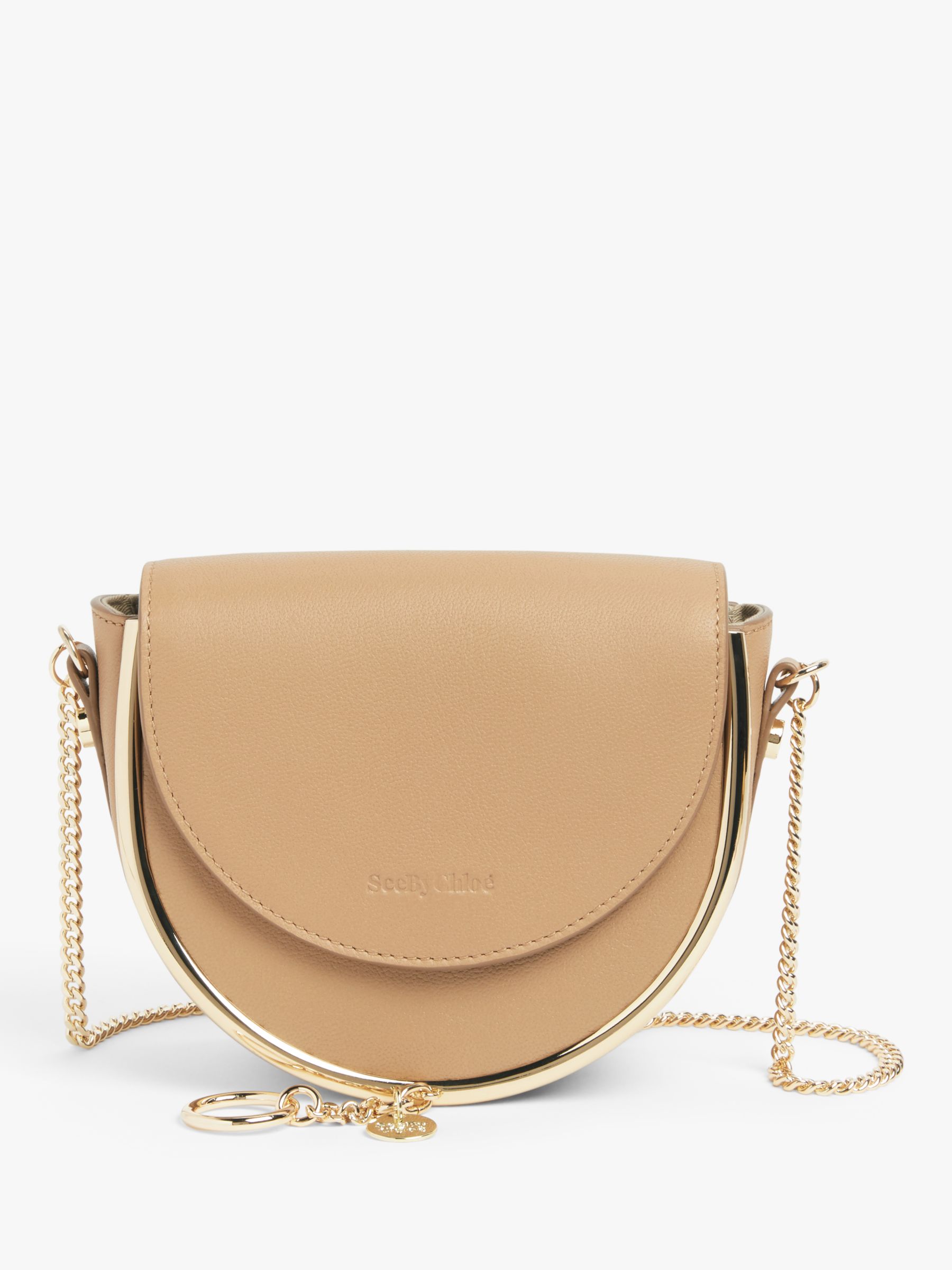 See By Chloé Mara Mini Chain Leather Cross Body Bag, Coconut Brown at ...