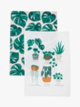 John Lewis & Partners Monstera Houseplant Tea Towels, Pack of 2, Green