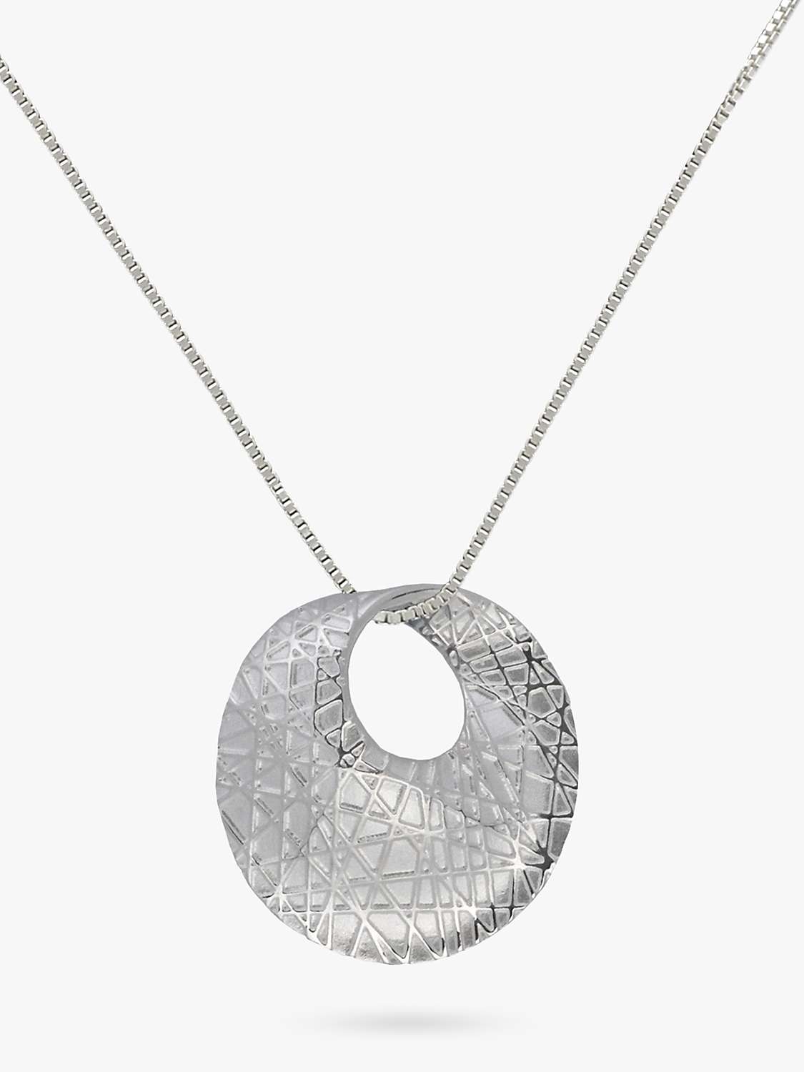 Buy Nina B Textured Mobious Round Pendant Necklace, Silver Online at johnlewis.com