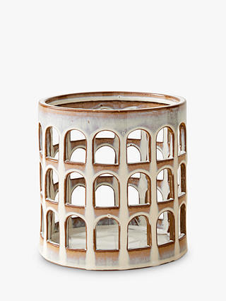west elm Colosseo Ceramic Cutout Wide Lantern Candle Holder, H21cm