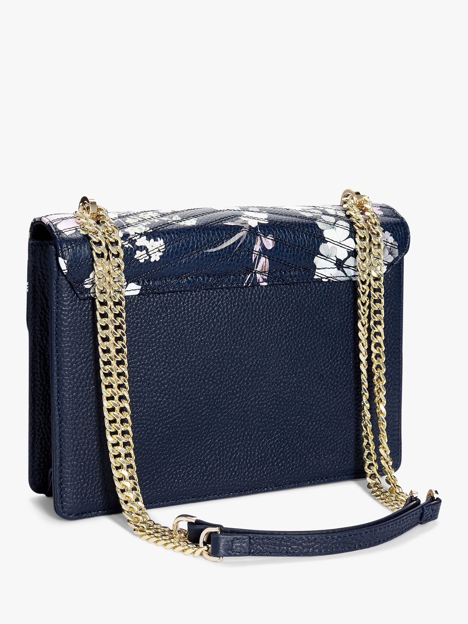 Ted Baker Peponia Leather Floral Crossbody Bag, Navy