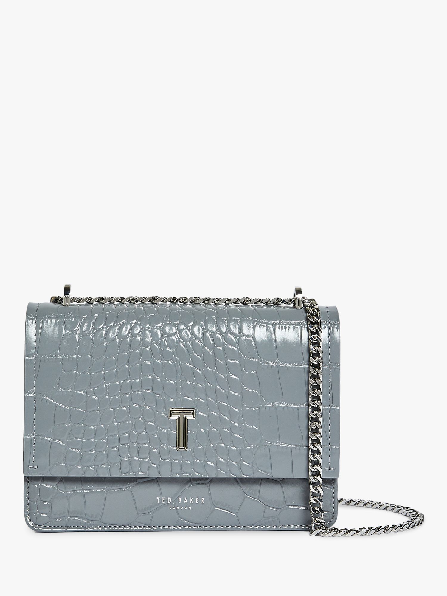 Ted Baker Tegan Leather Cross Body Bag, Dark Grey at John Lewis & Partners