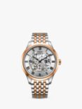 Rotary Men's Greenwich Skeleton Bracelet Strap Watch, Silver/Rose Gold GB02944/06