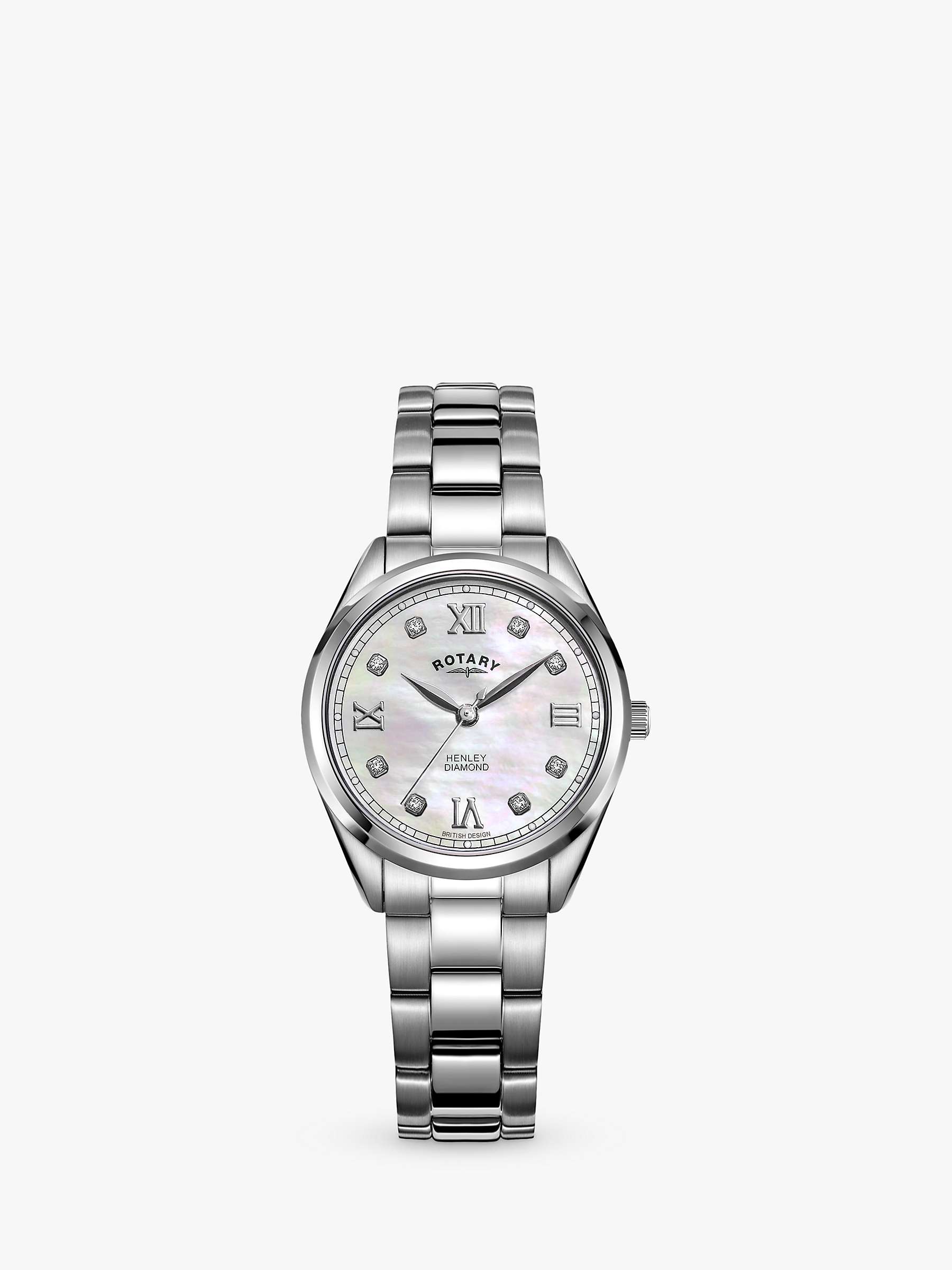 Buy Rotary Women's Henley Diamond Bracelet Strap Watch, Silver/Mother of Pearl LB05110/07/D Online at johnlewis.com