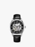 Rotary Men's Greenwich Skeleton Leather Strap Watch, Black GS02940/30