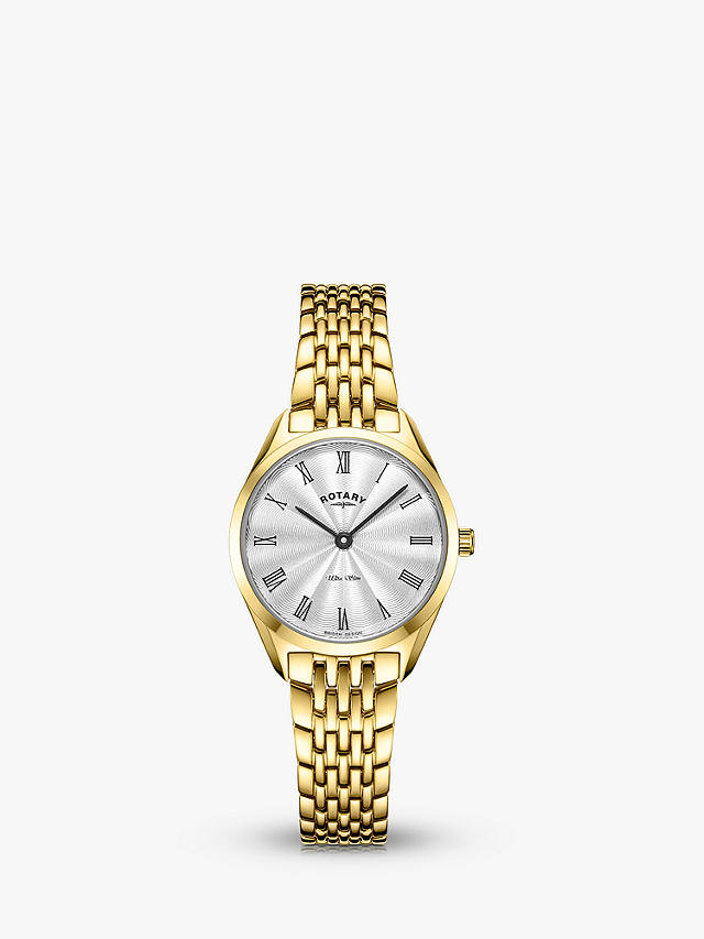 Rotary LB08013/01 Women's Ultra Slim Bracelet Strap Watch, Gold/White