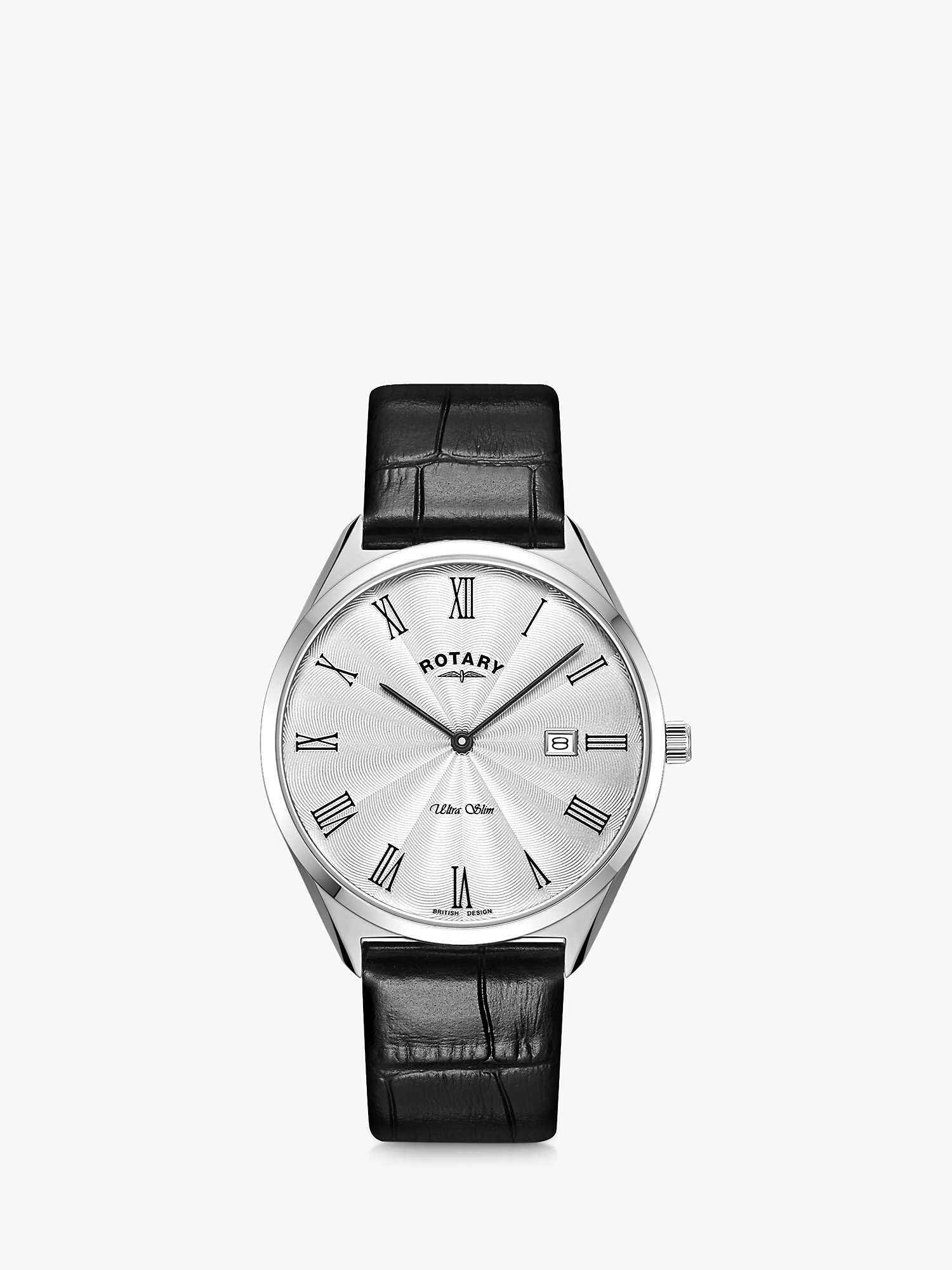 Buy Rotary Men's Ultra Slim Date Leather Strap Watch Online at johnlewis.com