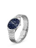 Rotary GB08010/05 Men's Ultra Slim Date Bracelet Strap Watch, Silver/Blue