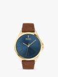 HUGO by Hugo Boss 1530134 Men's SMASH Leather Strap Watch, Tan/Blue