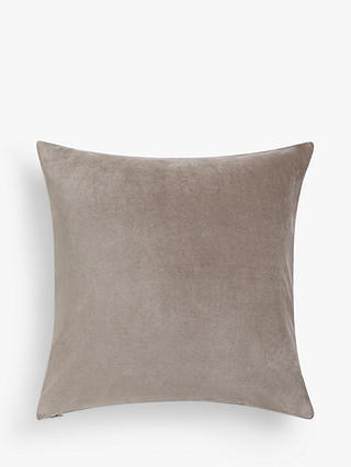 John Lewis & Partners Cotton Velvet Cushion, Pale Mole