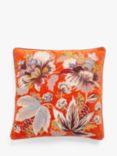 John Lewis Archive Floral Cushion, Orange / Multi