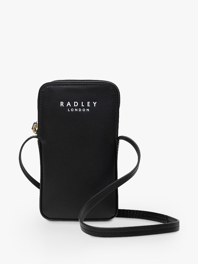 Radley Malton Sport Leather Phone Cross Body Bag, Black at John Lewis & Partners