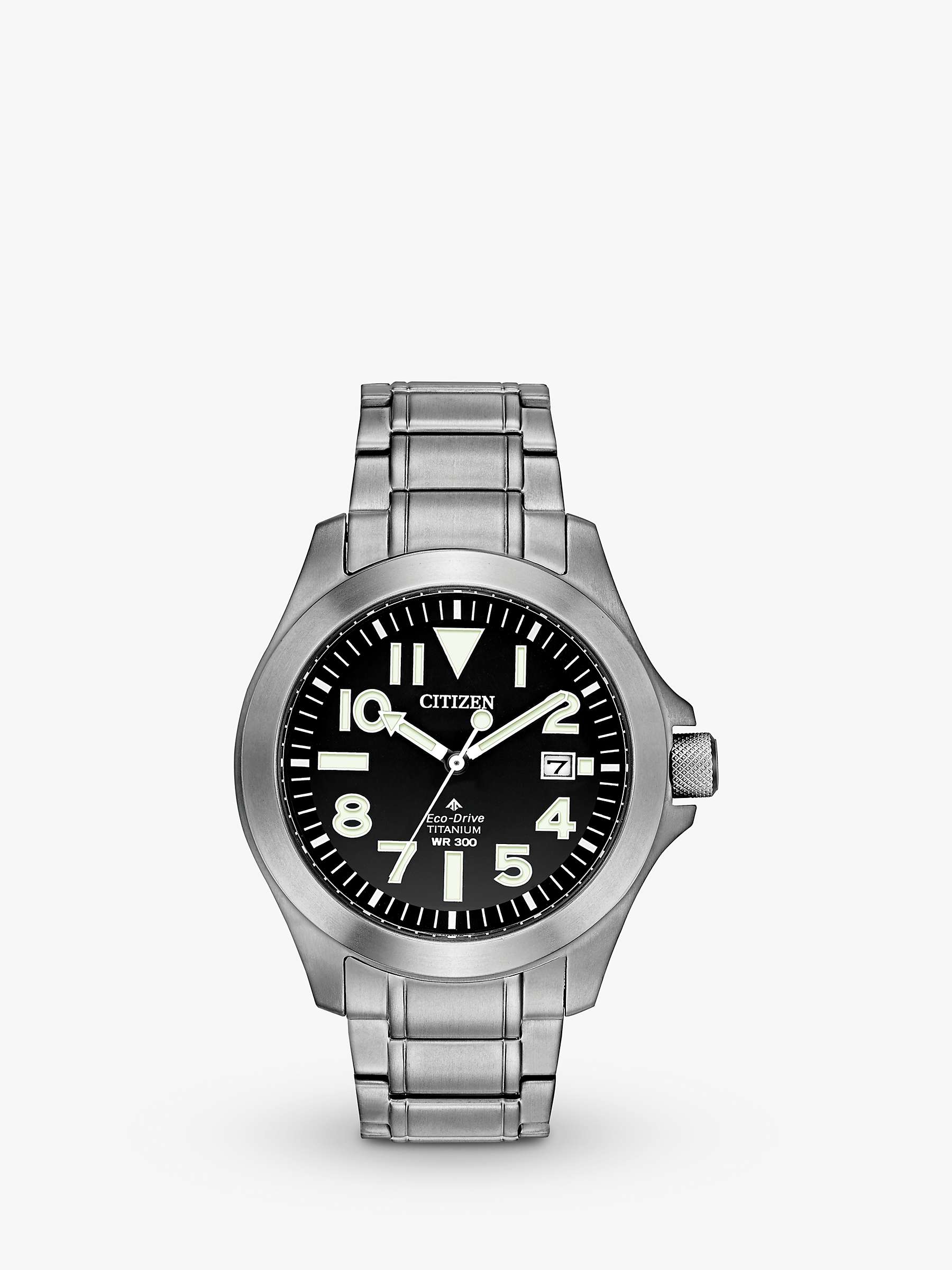 Buy Citizen BN0118-55E Men's Eco-Drive Date Titanium Bracelet Strap Watch, Silver/Black Online at johnlewis.com