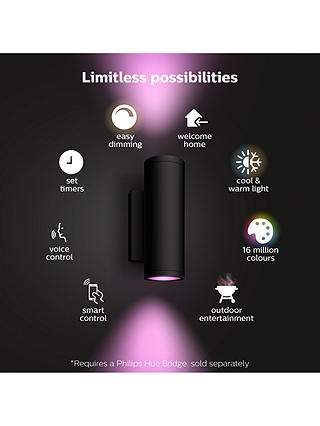 Philips Hue White and Colour Ambiance Appear LED Smart Outdoor Wall Light, Black