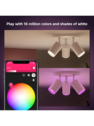 Philips Hue White and Colour Ambiance Fugato LED Smart Triple Spotlight with Bluetooth, White