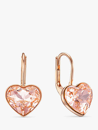 Swarovski Heart Crystal Drop Earrings, Rose Gold
