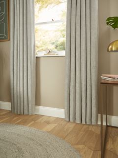 John Lewis Chenille Pair Blackout/Thermal Lined Eyelet Curtains, Flint, W228 x Drop 137cm