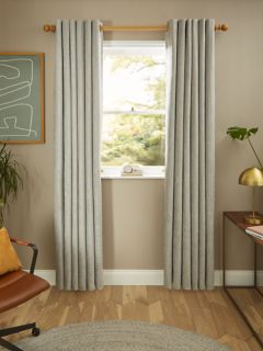 John Lewis Chenille Pair Blackout/Thermal Lined Eyelet Curtains, Flint, W228 x Drop 137cm