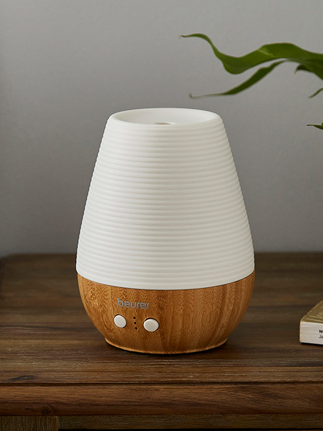Beurer LA 40 Aroma Electric Diffuser LED Table Lamp, White/Wood