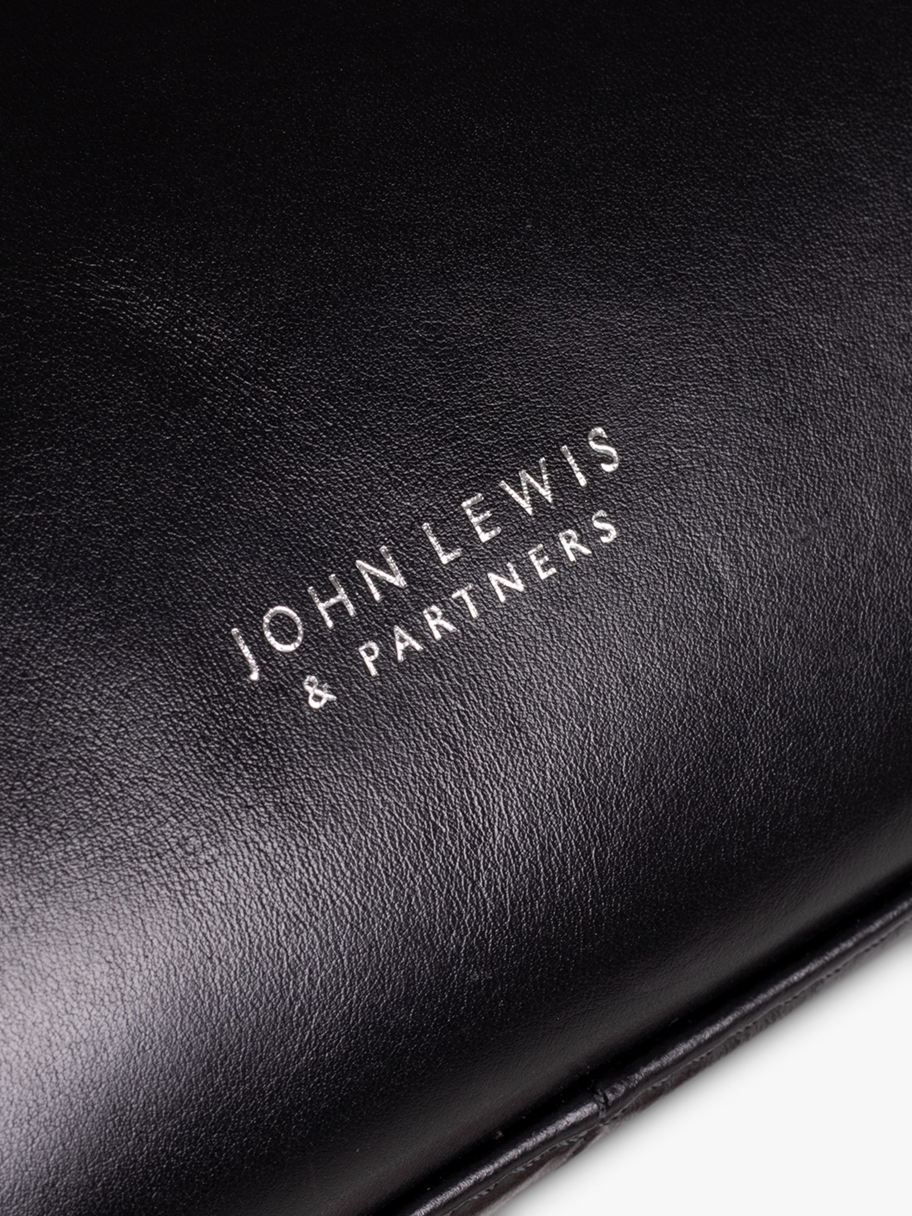 John Lewis Vegetable Tan Leather Wash Bag, Black 5