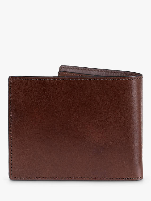 John Lewis Vegetable Tanned Leather Card Coin Bifold Wallet, Brown